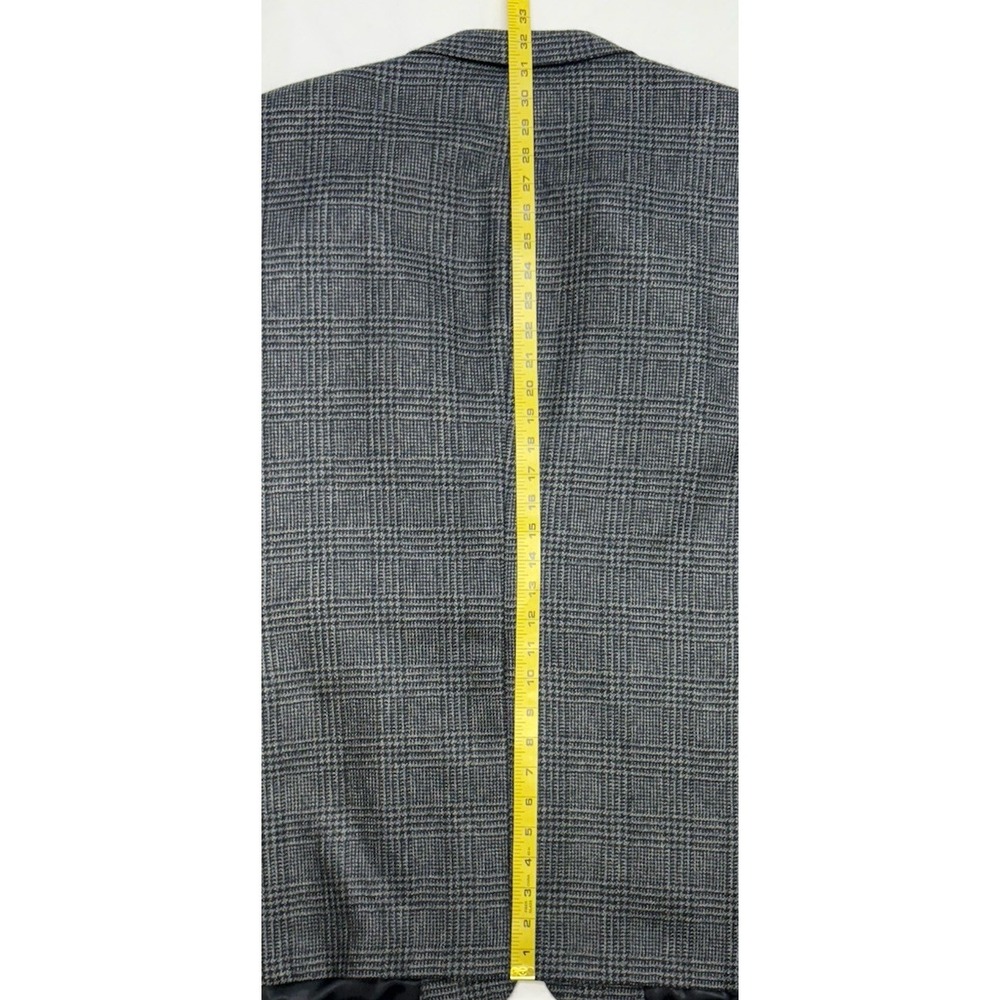 VTG 80s/90s Hart Schaffner Marx Soft Flannel Wool Sport Coat Navy Glen Plaid 46R - Picture 10 of 13